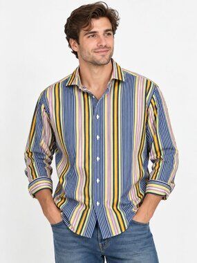 90s Polo Ralph Lauren Mens Multicolor Striped Button Down Shirt XL Cotton Vintag